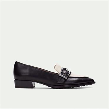 Hispanitas Turin Pointed Buckle Loafer - Black Cream